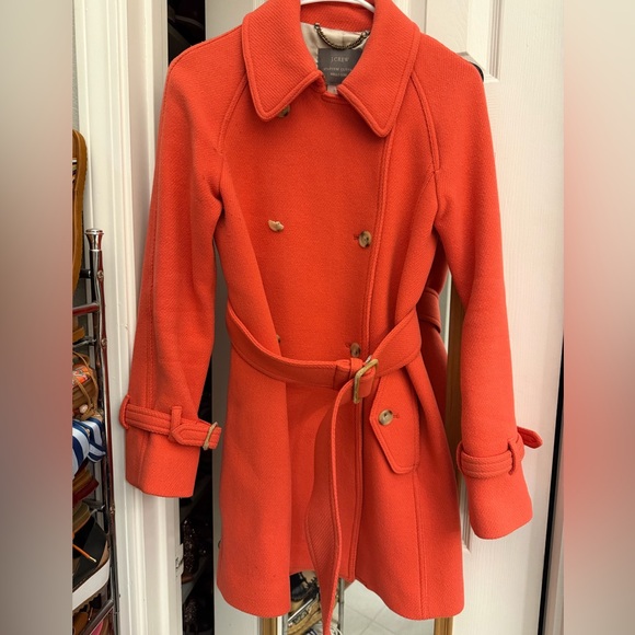 J. Crew Stadium Cloth by Nello Gori Wool blend Orange Double Breasted Coat - Picture 2 of 10